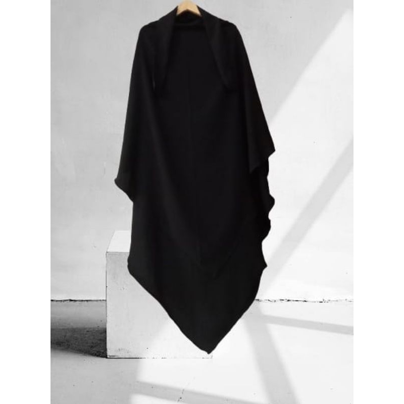 french Khimar jetblack lancip depan belakang