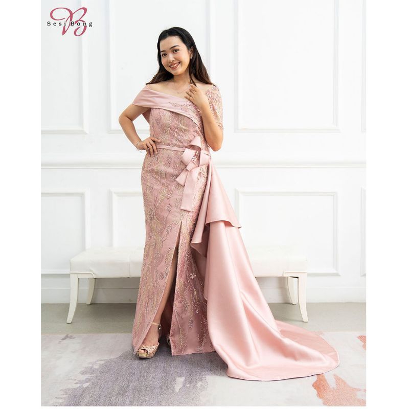 Gaun Pesta 1131 Dusty Pink & Gold
