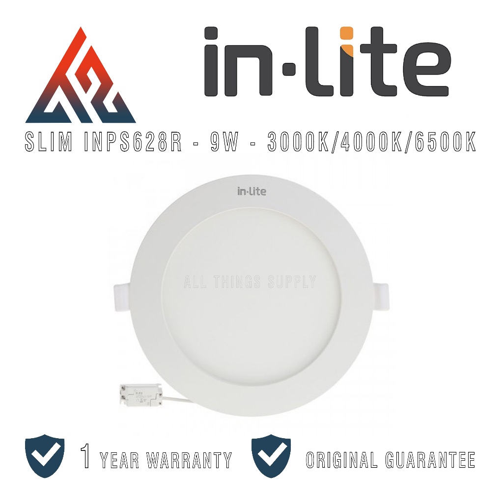 Inlite INPS628R LED Lampu Slim Downlight Panel Inbow Bulat 9W Putih / Kuning - In-Lite 9 W 9Watt 9 W