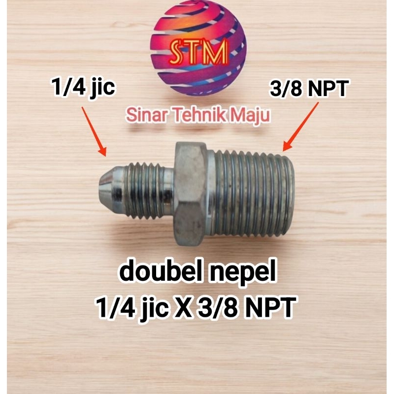 doubel nepel 1/4 JIC X 3/8 NPT