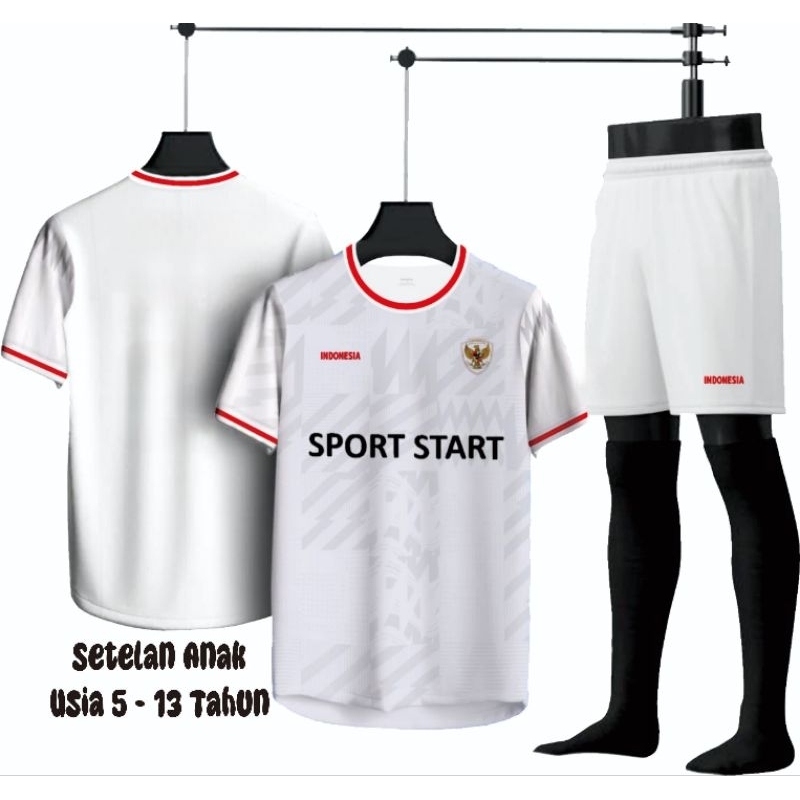 Setelan Jersey Timnas Garuda Indonesia Baju Bola anak anak Kaos futsal junior SSB Kaos Badminton Cod