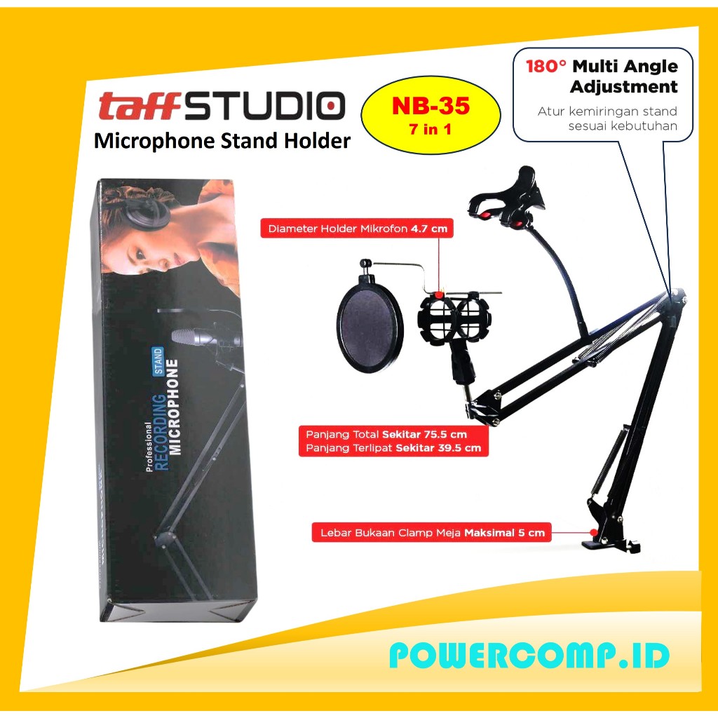 Stand Mic Condenser? TaffSTUDIO NB-35 Dudukan Mikrofon dengan Penjepit Pemasangan Meja Penjepit Smar