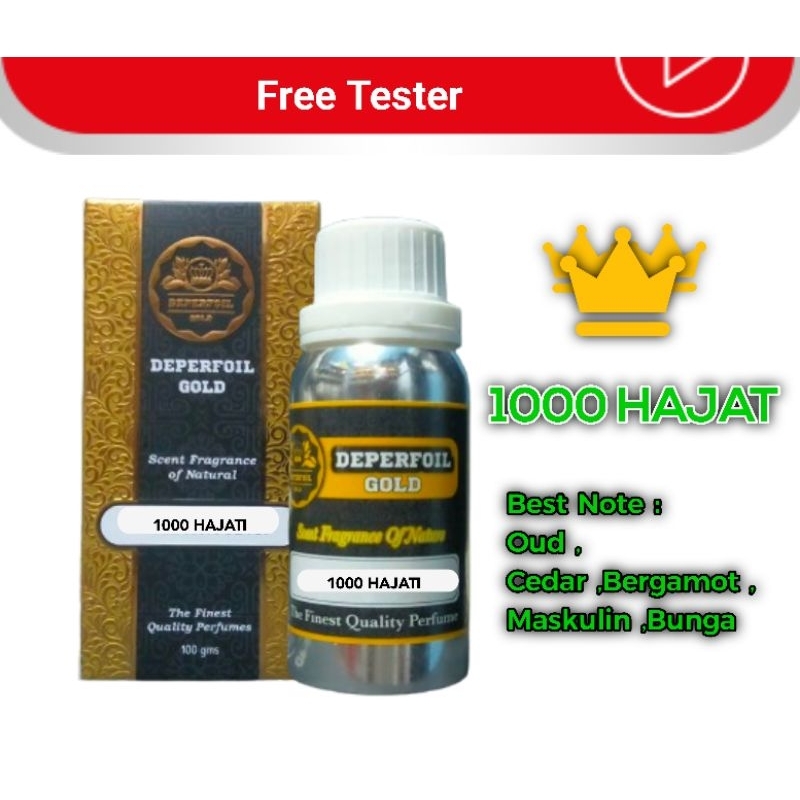 Parfum 1000 HAJAT 100gr Segel | Parfum Ibadah Deperfoil Gold