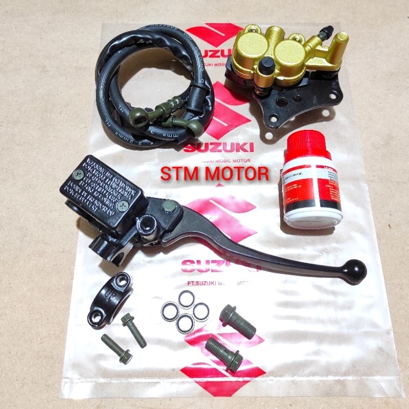 Minyak rem+baut 2pcs+selang+kaliper+Master rem set depan Suzuki Satria fu, Shogun 125 SP, FL, NR, RR