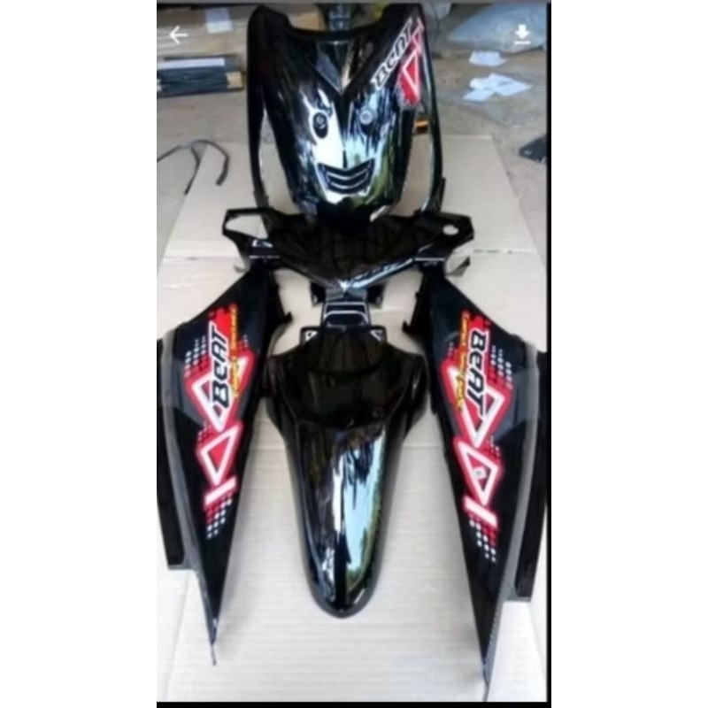 cover full body halus beat karbu warna hitam plus striping