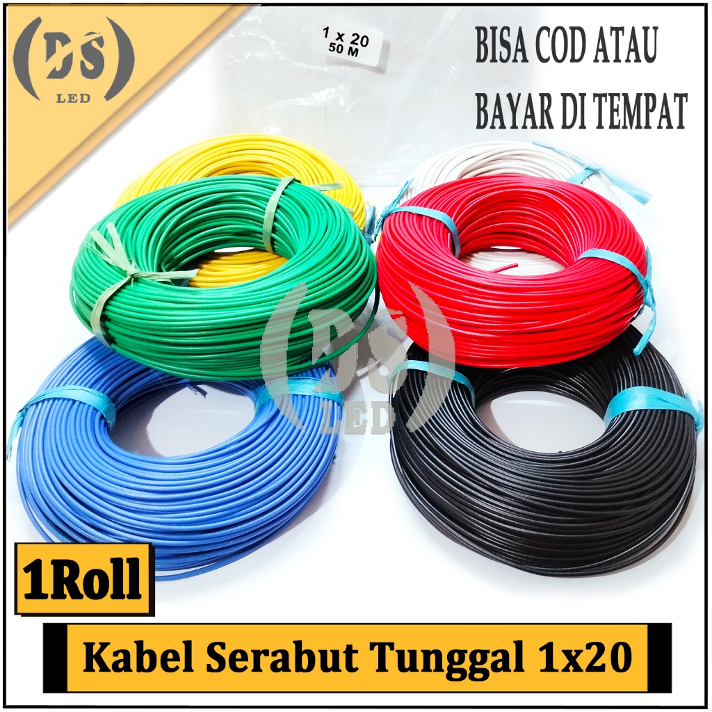1Roll Kabel Serabut kecil 1x20 50Meter / Kabel Tunggal Serabut tembaga 1x20 panjang 50Meter