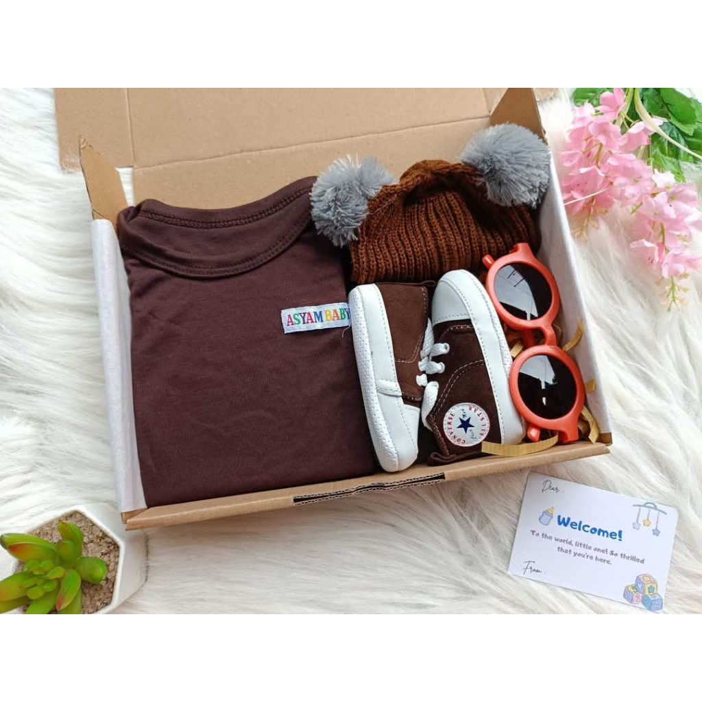 Hampers Jumper Sneakers Baby Set Gift Box Baby Hadiah Kelahiran Baby, Hampers Baby Jumper Sepatu