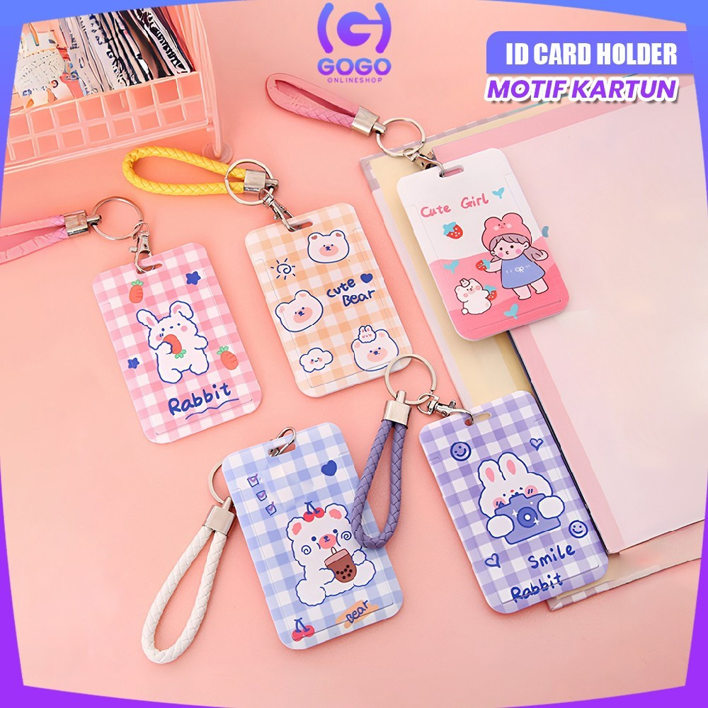 

GOGO-C1240 ID Card Holder Motif Karakter Lucu Pelindung Kartu Name Tag / Tempat Kartu Akses Kantor MRT Busway E-Money Flazz Lanyard