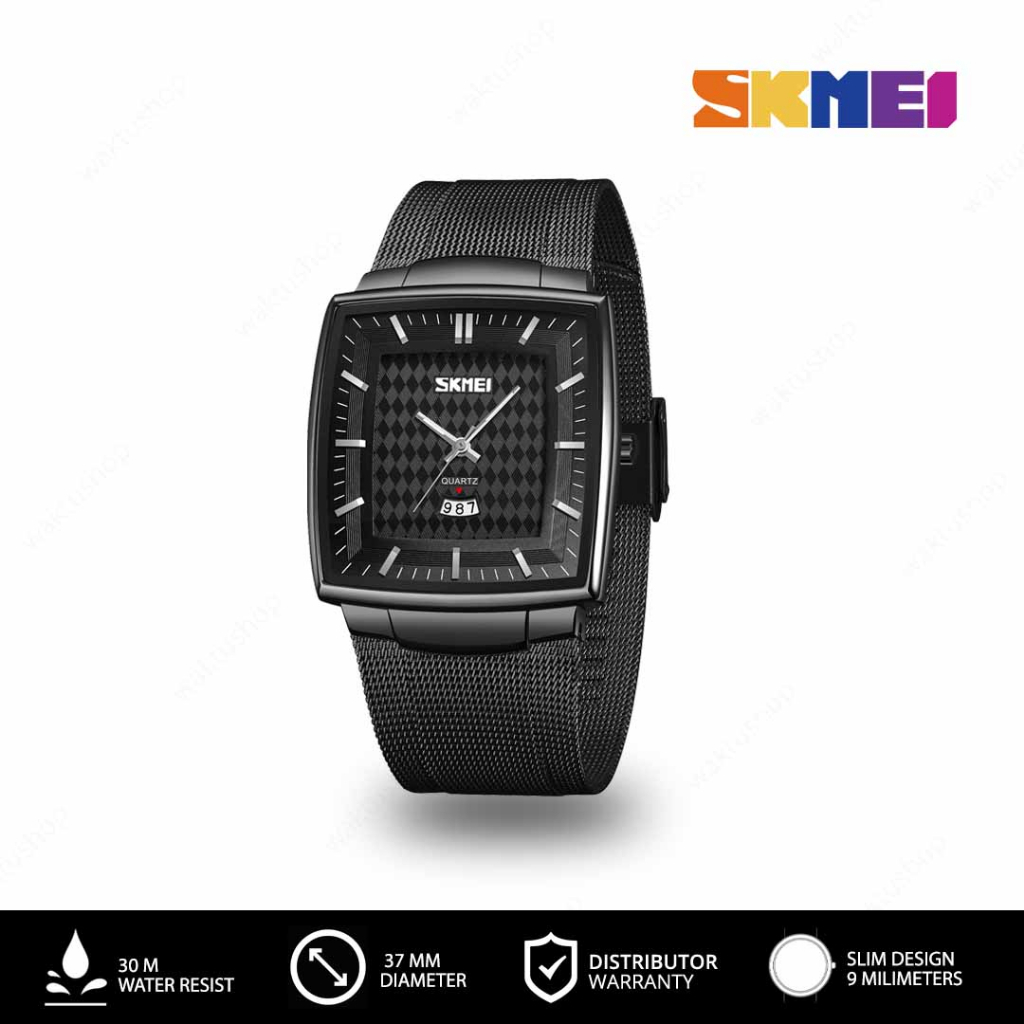 SKMEI 9311 Original Jam Tangan Pria Analog Mesh Stainless Steel Tahan Air