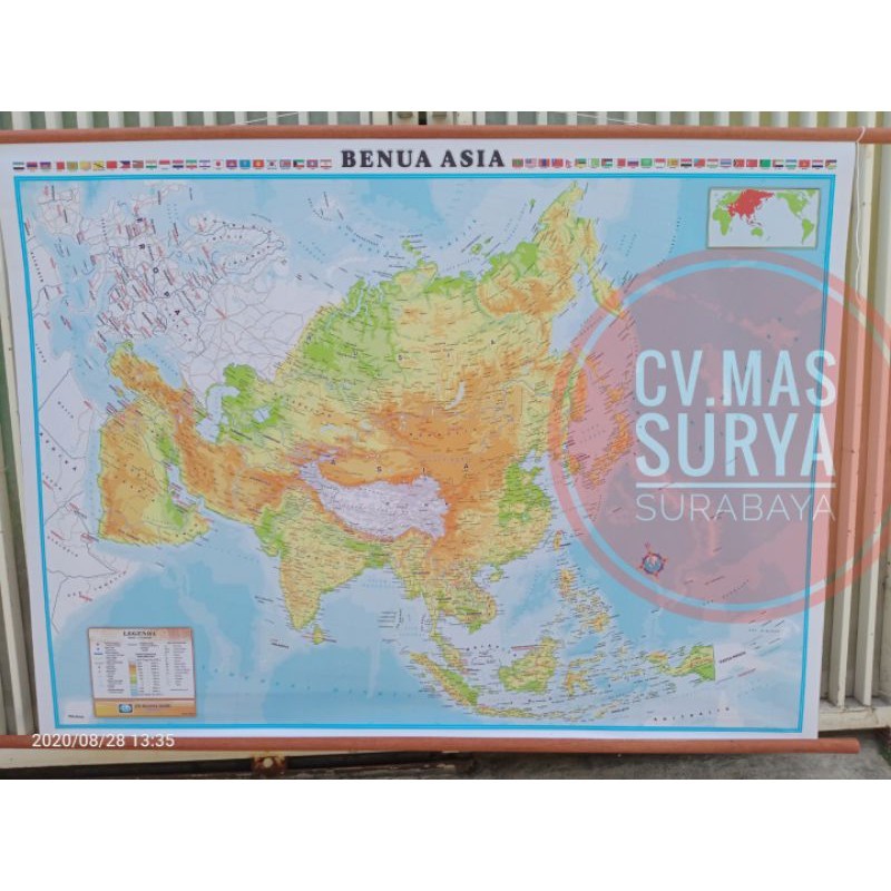 

Peta bingkai benua Asia ukuran besar 175 x 120cm