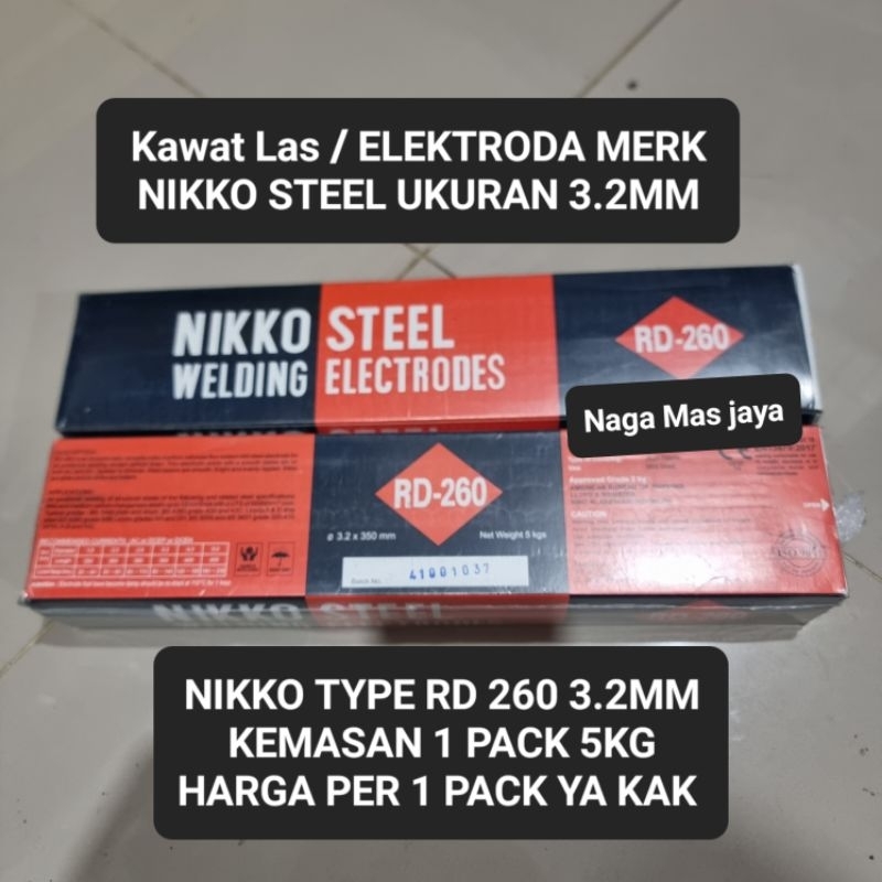 KAWAT LAS BESI NIKKO STEEL RD-260 3.2MM 5KG / KAWAT LAS NIKKO RD 260 3.2 MM 5KG