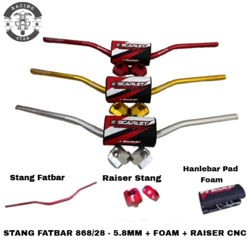 Scarlet Racing stang trail fatbar 868/28 - 5.8 mm + Foam + Raiser cnc stang twinwall trail KLX Crf w