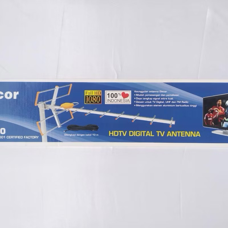 ANTENA TV DIGITAL OUTDOOR + KABEL 10M ELECOR