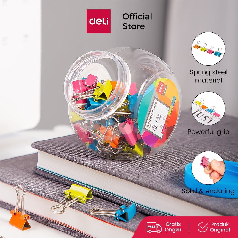 

Deli Colorful Binder Clip / Klip Binder Warna-warni 25mm/19mm/15mm Isi 12/24/25/50 pcs E8557-E8560