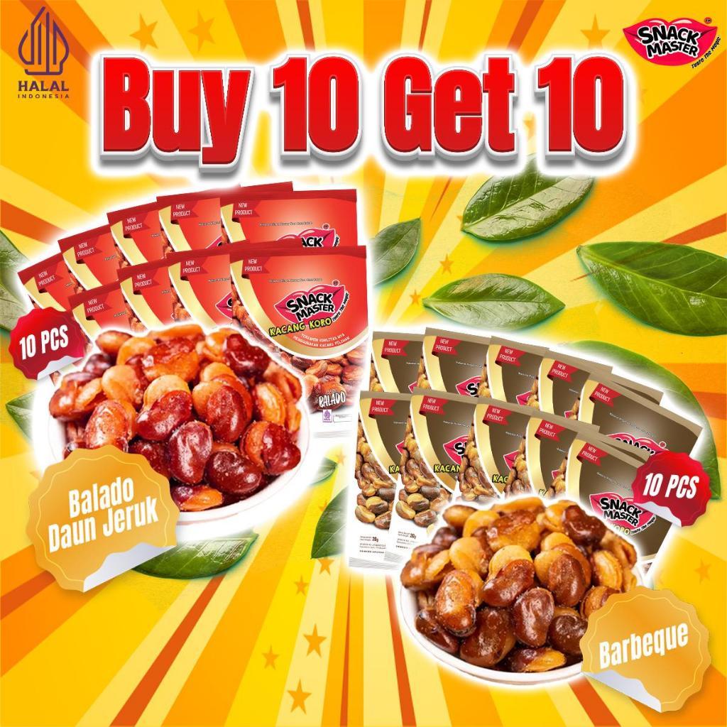 

[PAKET EXCLUSIVE] BUY 50 FREE 60 KORO , BUY 30 FREE 32 KORO , BUY 20 FREE 22 KORO , BUY 3 FREE 3 Kacang Koro Kulit Mix Rasa Bbq Dan Balado Daun Jeruk - SNACK MASTER Camilan Cemilan Food Makanan HALAL