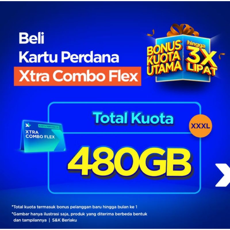 Kartu Perdana XL Combo Flex XXXL Full 24 Jam, Tanpa Pembagian Kuota  30 Hari