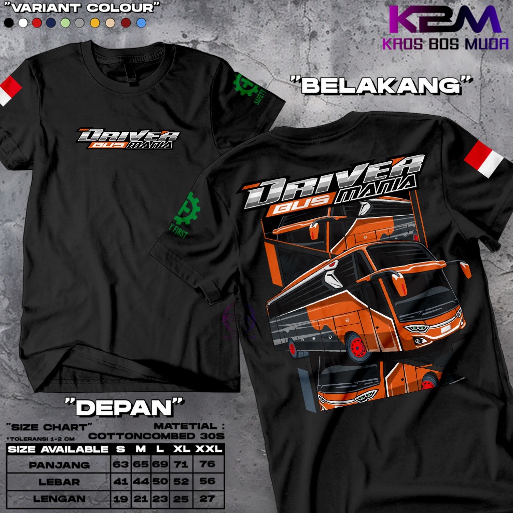 KAOS MOTIF DRIVER BUS MANIA- KAOS KOMUNITAS BUS INDONESIA - KAOS KEREN - KAOS DRIVER - KAOS PRIA TEB