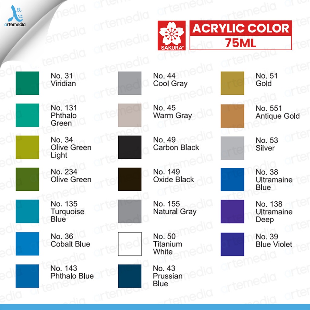 

RK Sakura Acrylic 75ml Acrylic Color Paint Cat Akrilik - 01/02