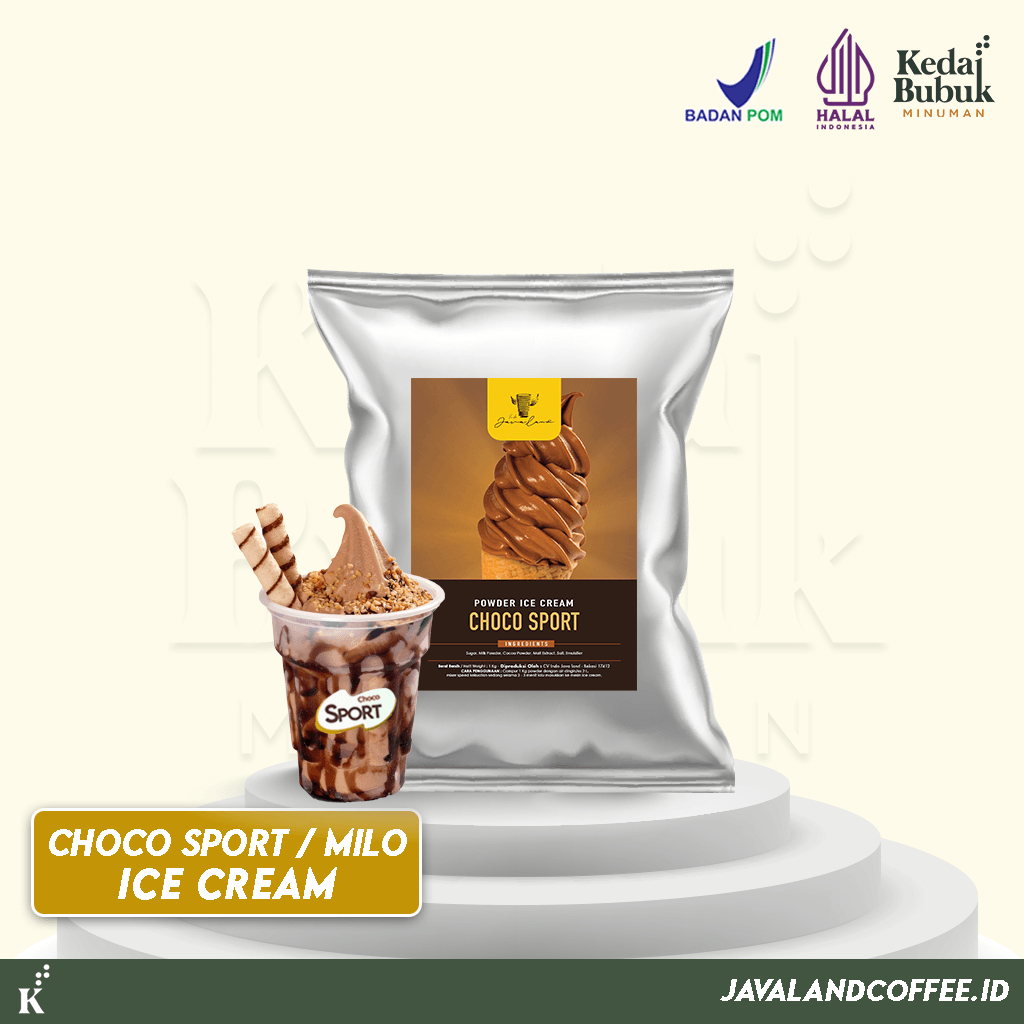 

Javaland Bubuk Ice Cream / Es Krim Rasa Choco Sport / Coklat 1Kg | Soft Ice Cream Powder