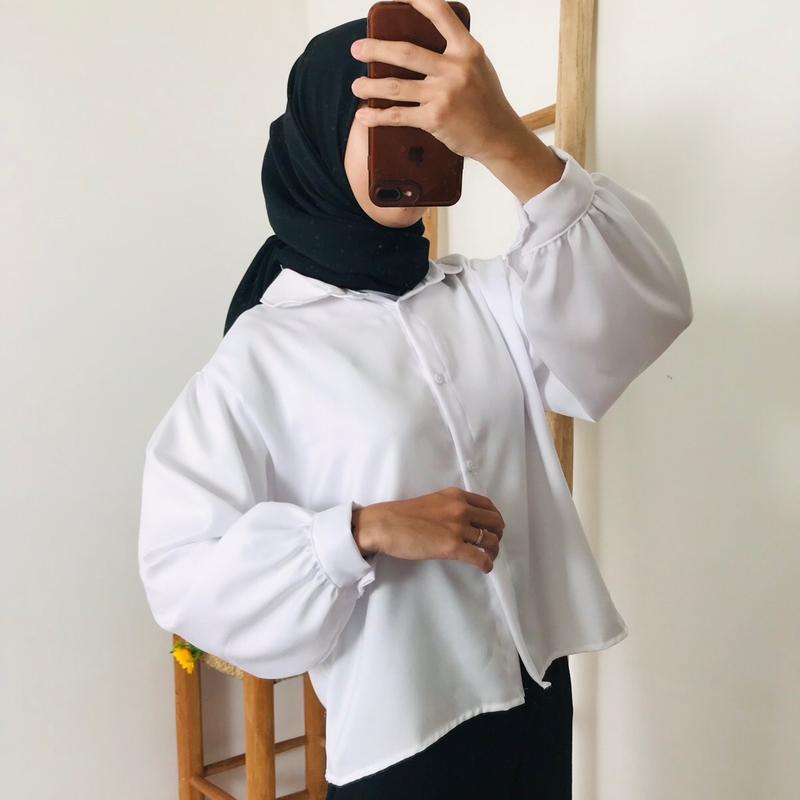 Blouse Kemeja Polos Lengan Balon Korean Style By Azka Collection