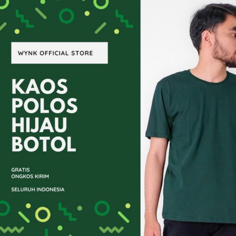 Kaos polos lengan pendek warna hijau botol
