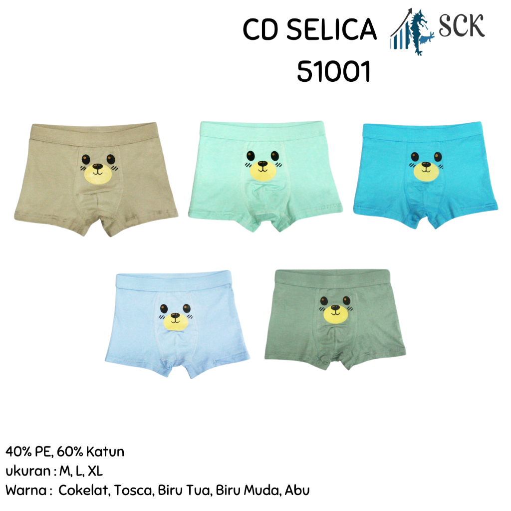 CD Anak Model BOXER Selica 51001 51002 51003 Polos Warna / Celana Dalam Anak