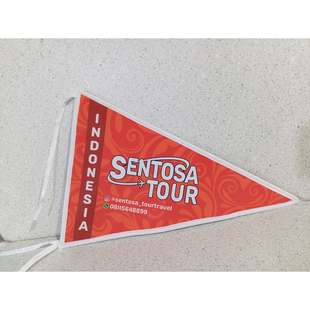Bendera Travel/Bendera Tour Segitiga/Bendera Travel Custom/Bendera Segitiga Custom Desain