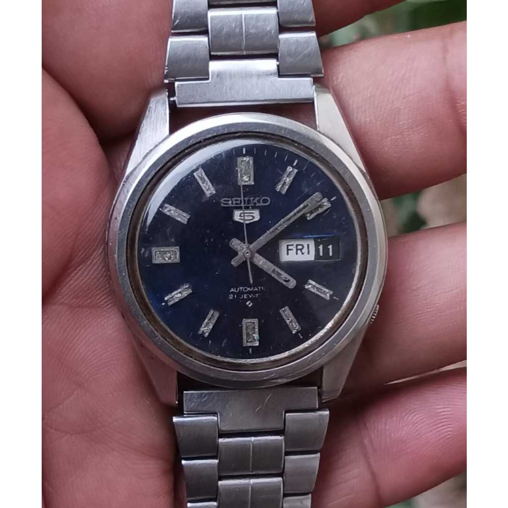 Jam Tangan SEIKO 5 Automatic 6119 Vintage Blue Dial Rantai Panjang