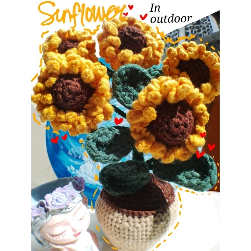 HoneySunflower rajut Premium||PO yaa_Happy Shoping,pot bunga matahari rajut,rajutan bunga matahari, 