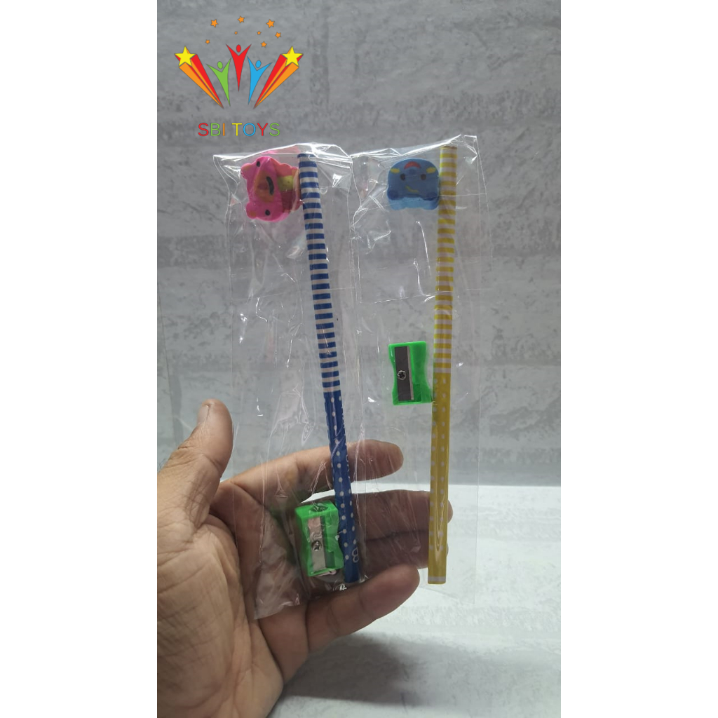

[SBI TOYS] Pensil 1 set penghapus rautan