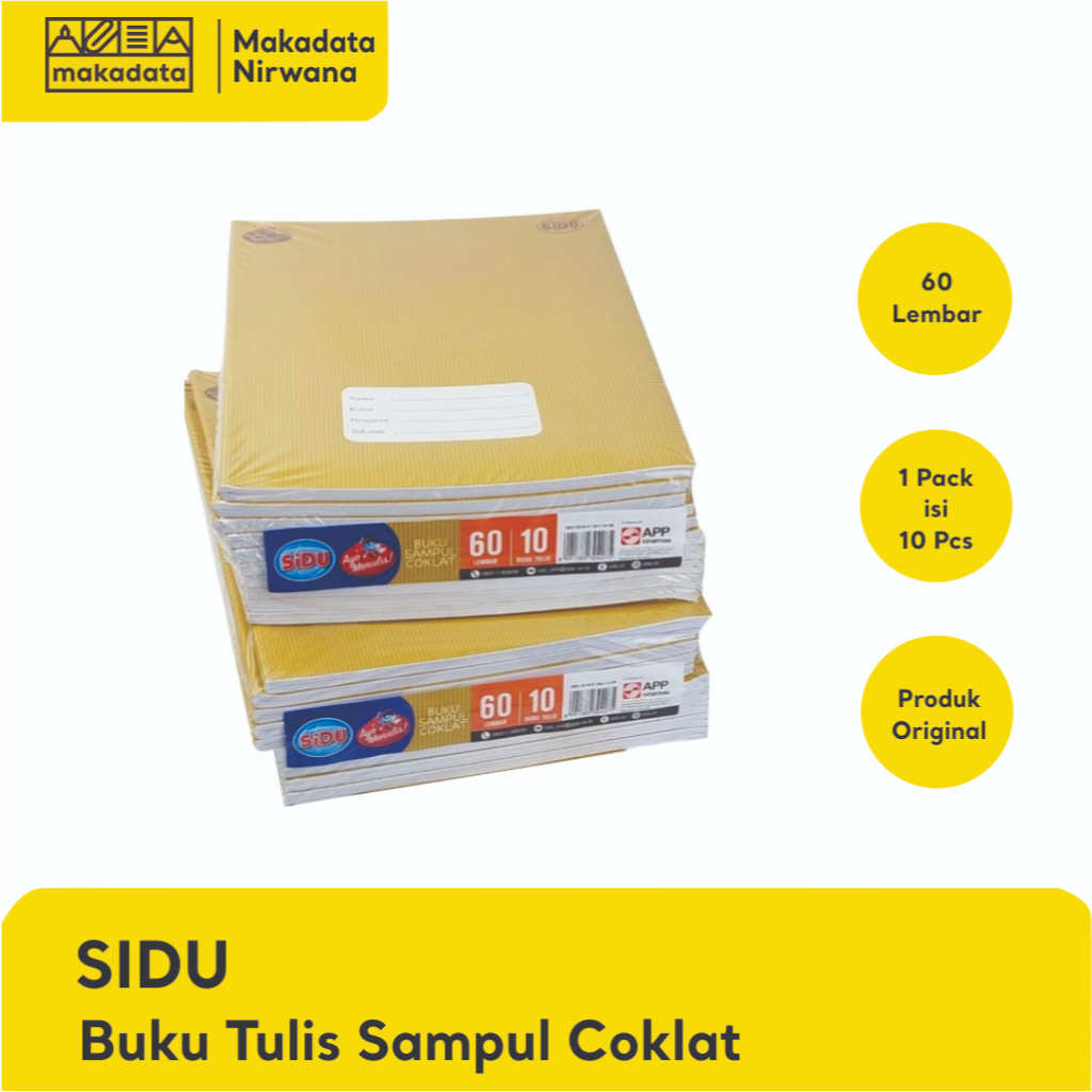 

SIDU BUKU TULIS SAMPUL COKLAT 60 LEMBAR (1 PACK)