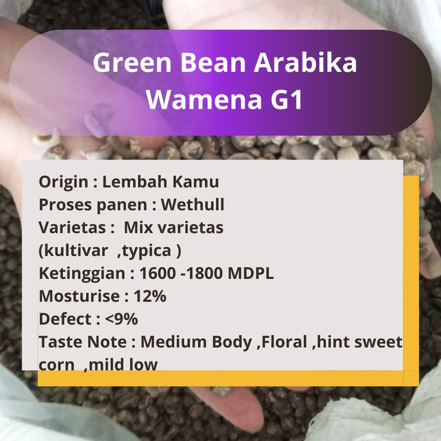 

Green bean Kopi Arabika Wamena grade 1 1KG