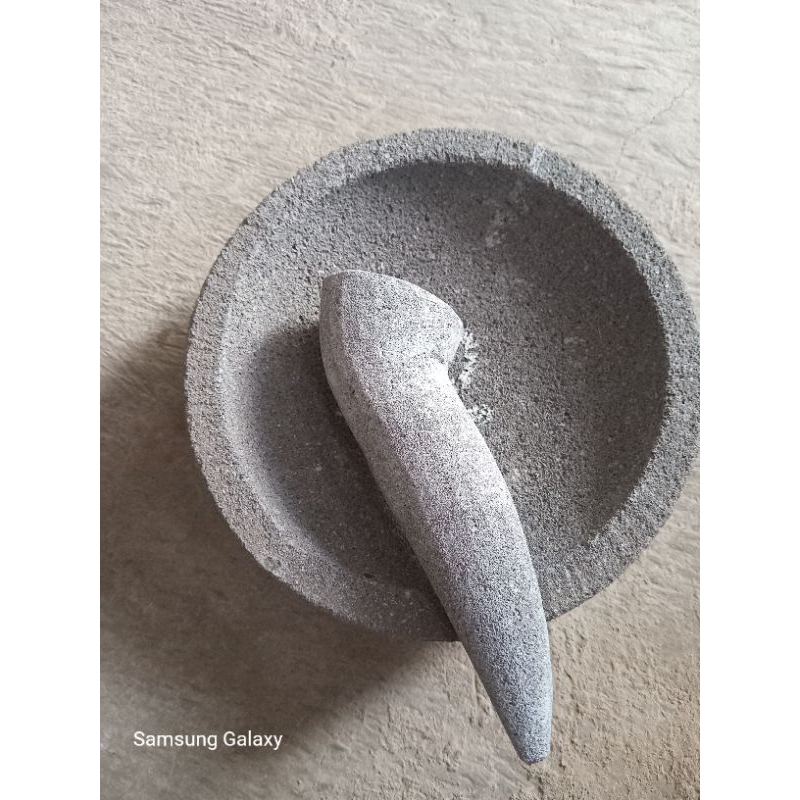 cobek + ulekan batu asli merapi