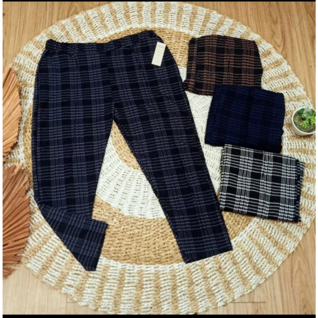 BIG SALE CELANA LUNA BAGGY PANTS KOTAK KOTAK SUPER JUMBO SCUBA PREMIUM