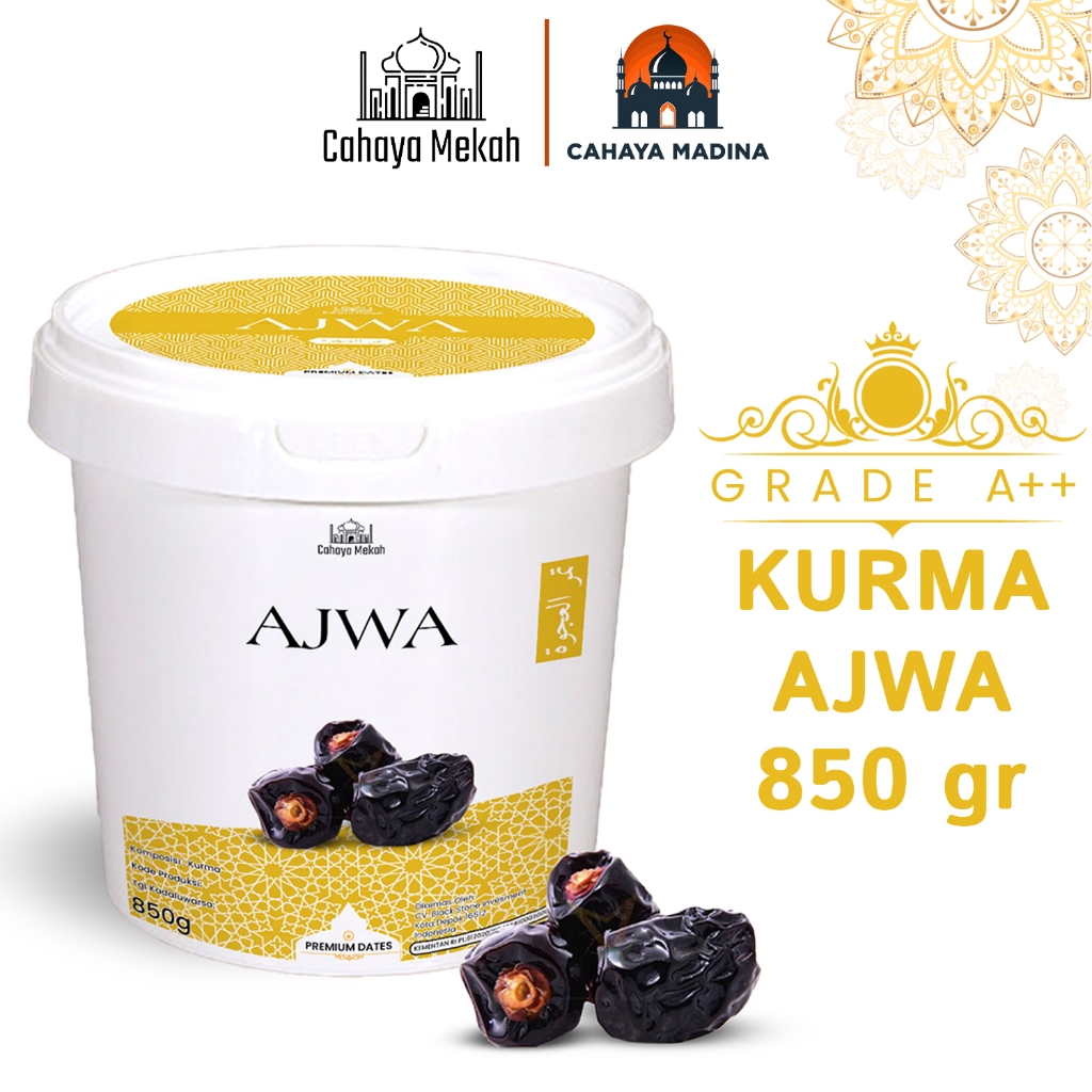 

Cahaya Madinah Kurma Ajwa Premium 850gr Bucket Kurma Madinah / Kurma Nabi Super High Quality