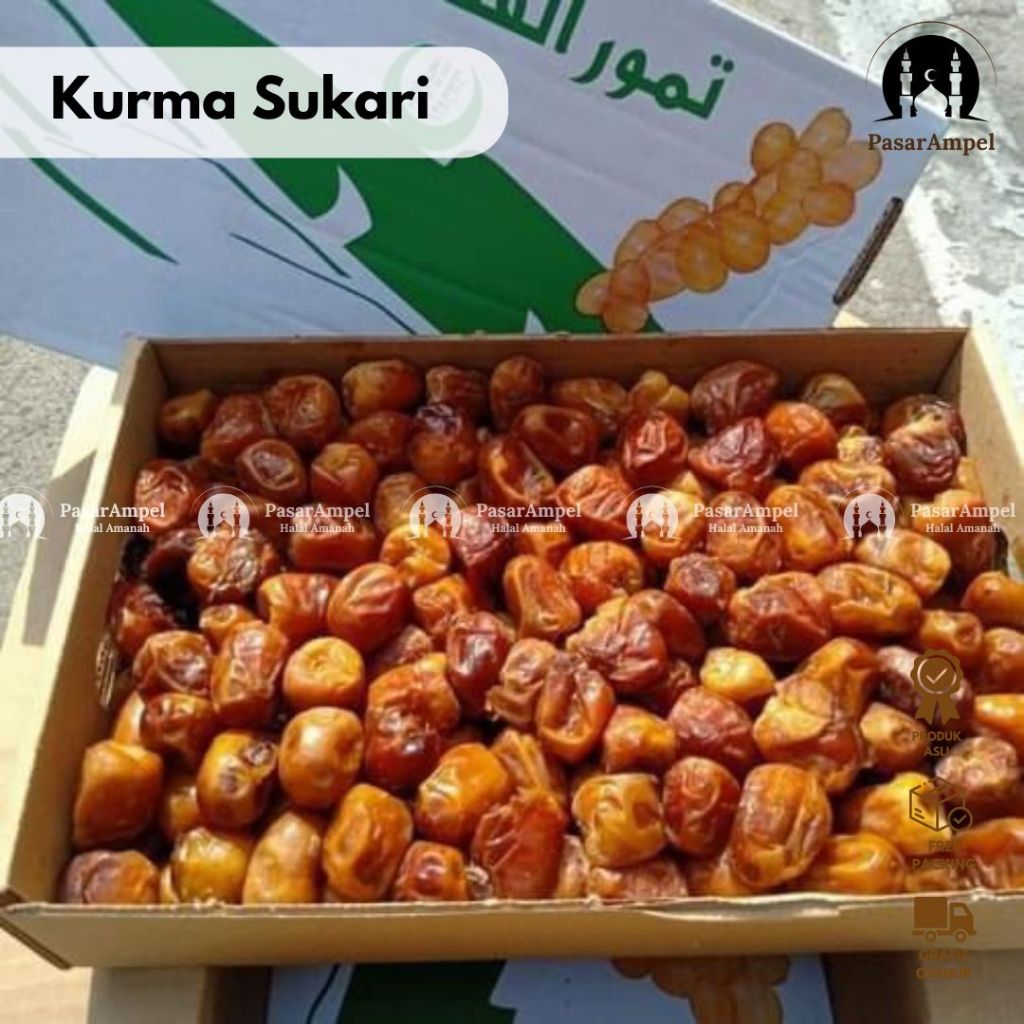 

Kurma Sukari Dus 3 Kg | Kurma Raja Sukkari Dates Basah Lembut Quality Premium Oleh-Oleh Haji Umroh