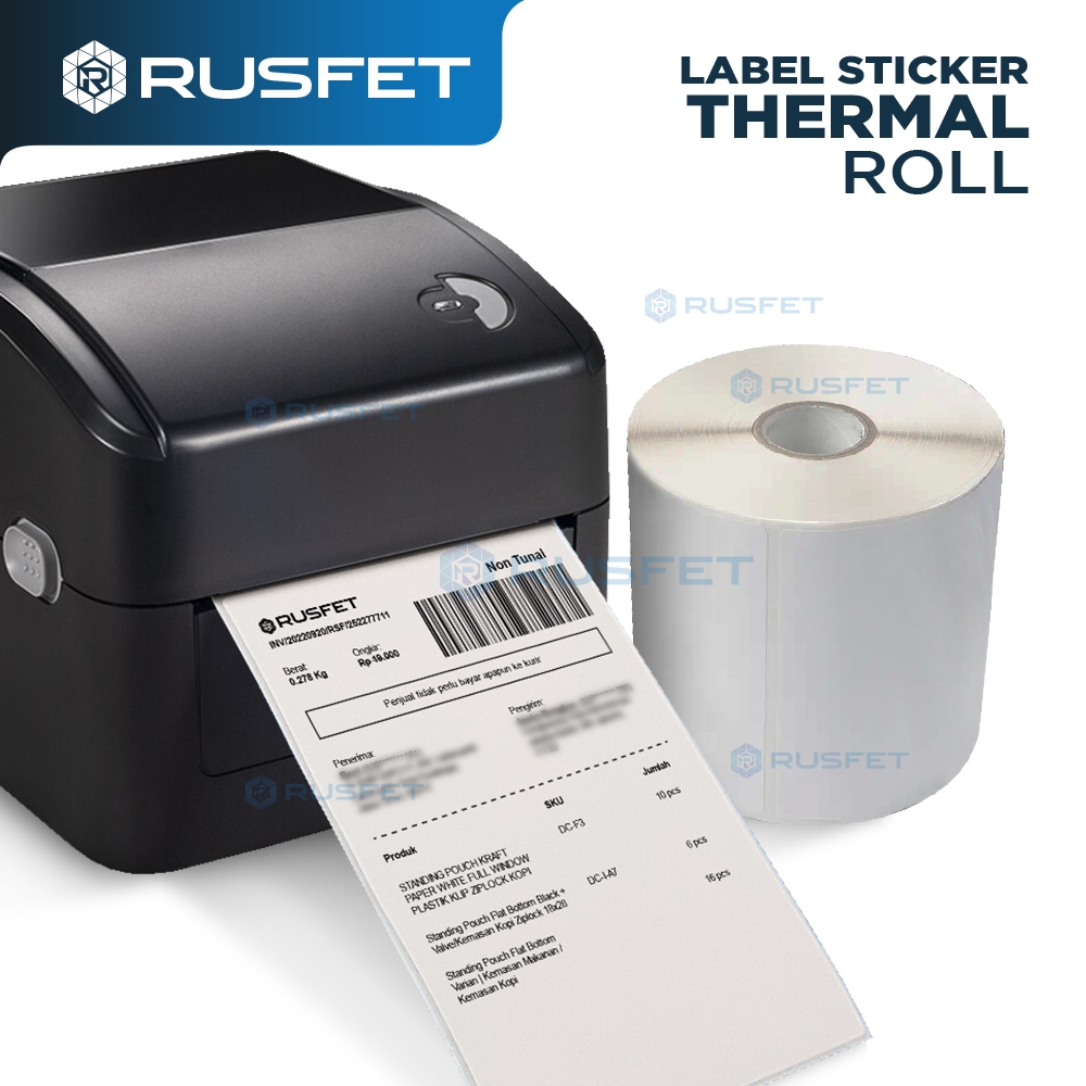 

Kertas Sticker Label Termal / Paper Thermal Stiker Tempel Untuk Resi Olshop Struk Kasir RUSFET