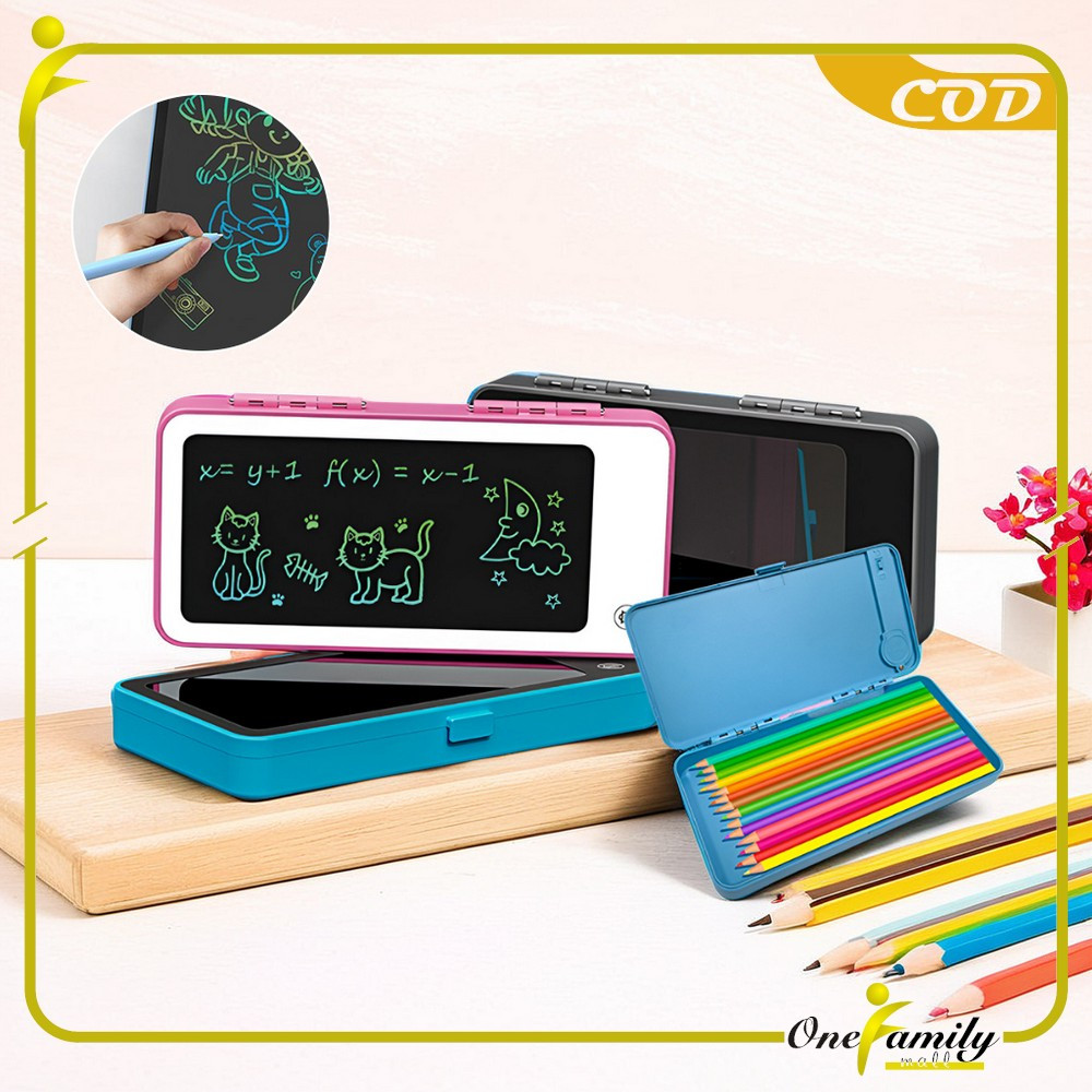 

ONE-A115 Tempat Pensil 2IN1 LCD Pen Case Drawing Pad Edukasi Anak / Drawing Box Kotak Pensil dan Papan Coret Kreatif Peralatan Sekolah Anak