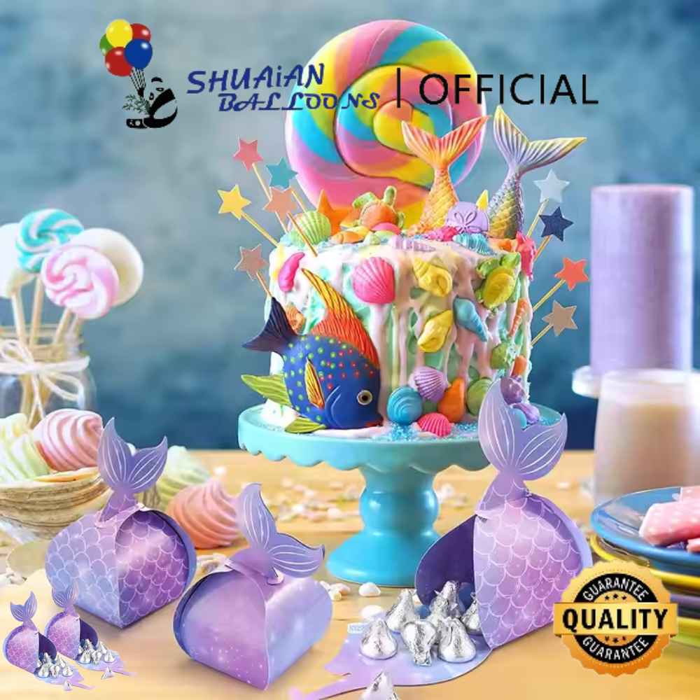 

6 pcs Kotak Permen Kertas Tema Putri Duyung Persegi Untuk Perlengkapan Dekorasi Pesta Ulang Tahun Anak Perempuan