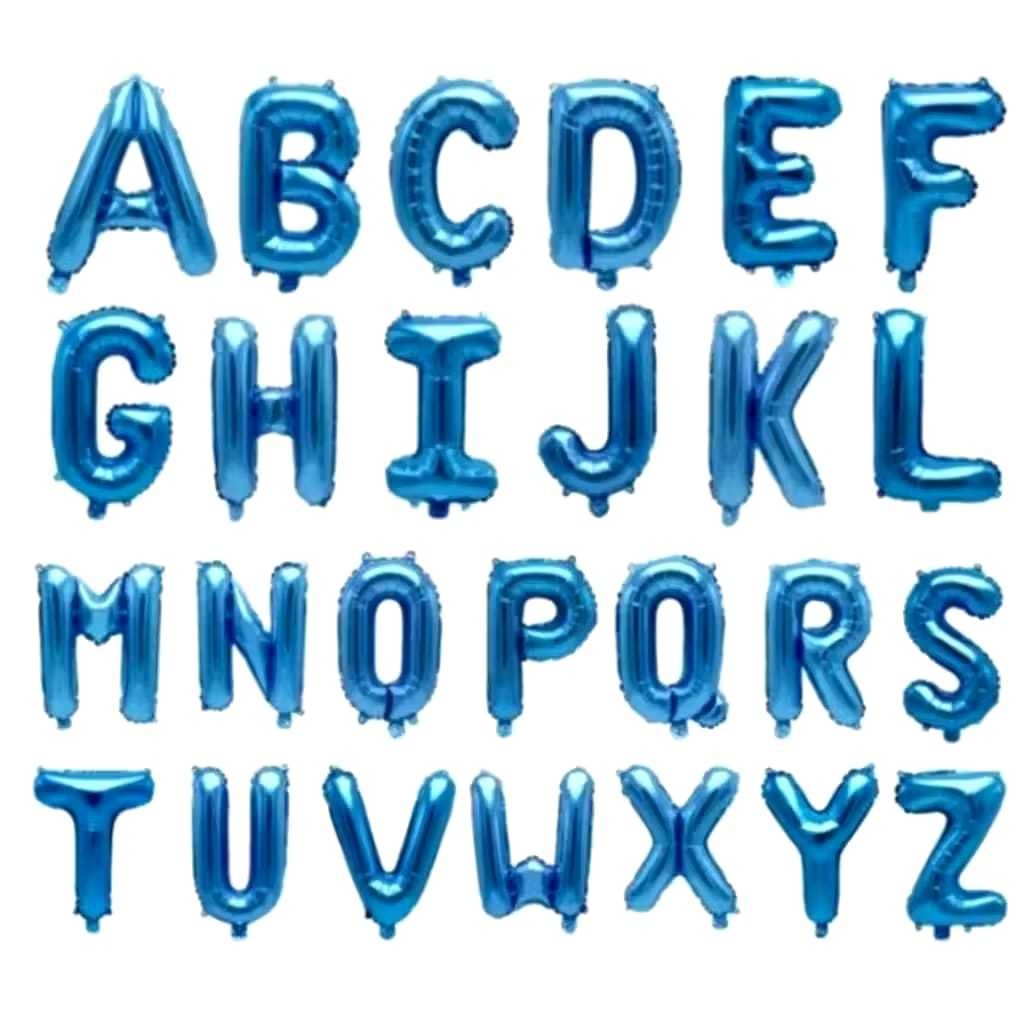 BALON FOIL HURUF & ABJAD ALPHABET BIRU A-Z /BALON FOIL HURUF BIRU / BALON FOIL ABJAD BIRU/ BALON FOI