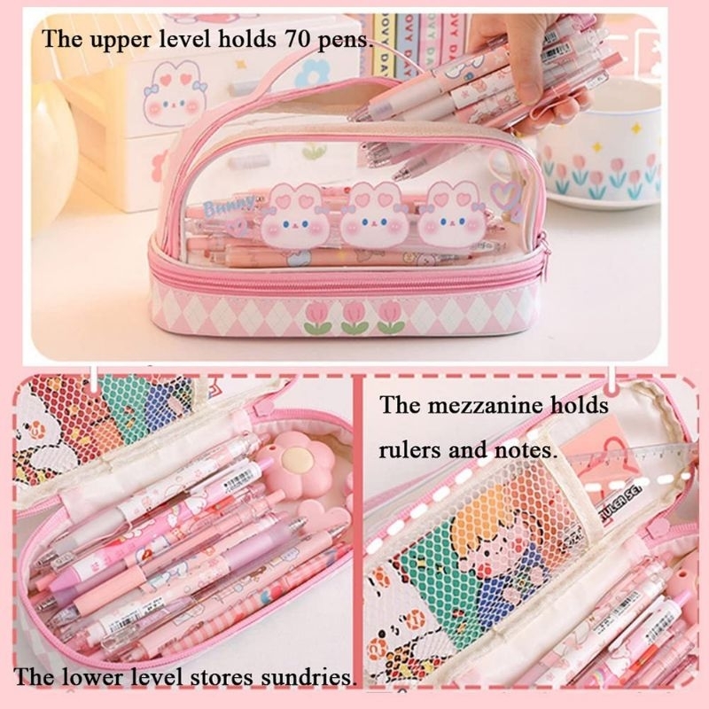 

TKI-409101 Tempat Pensil anak anak lucu karakter Besar Transparan Tempat Pensil PVC Anti Air Kapasitas Besar Model