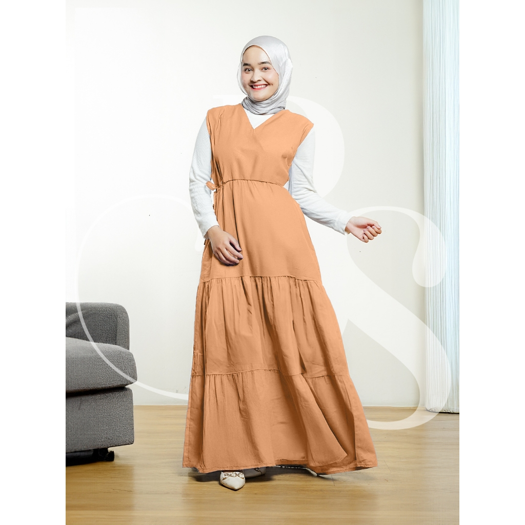 Beautyshirt~ Dwi Fashion Overall Wanita Dress Gamis Katun Linen Polos Korean Style (Overall Only)
