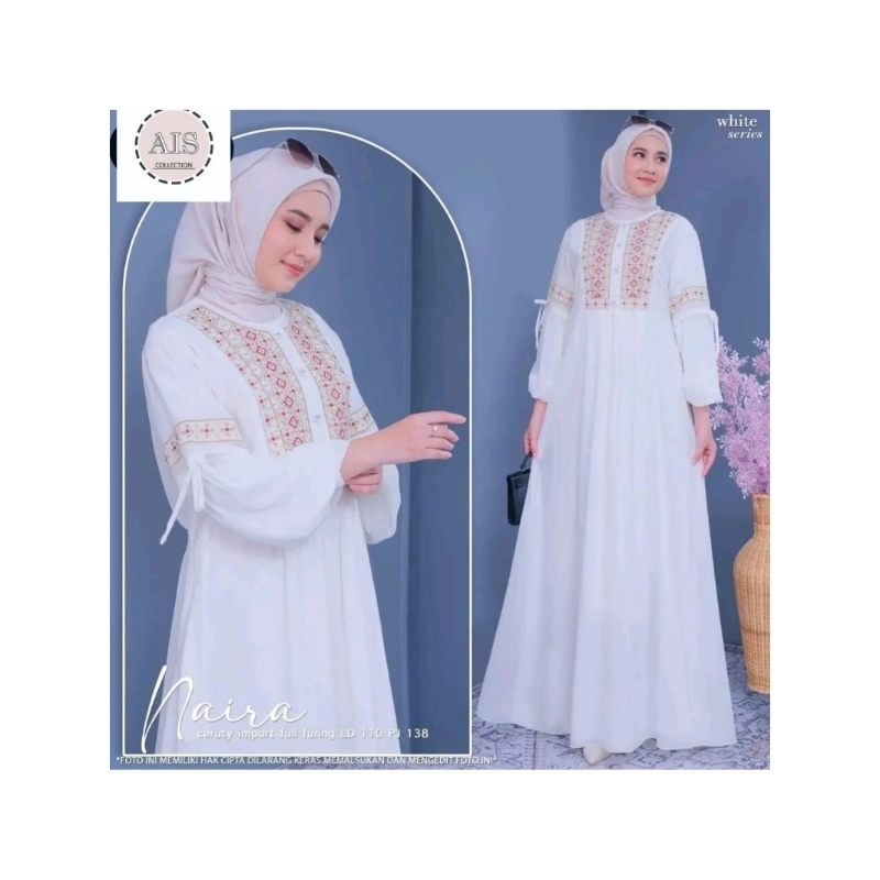 DRESS GAMIS BORDIR NAIRA BAHAN CRINKLE