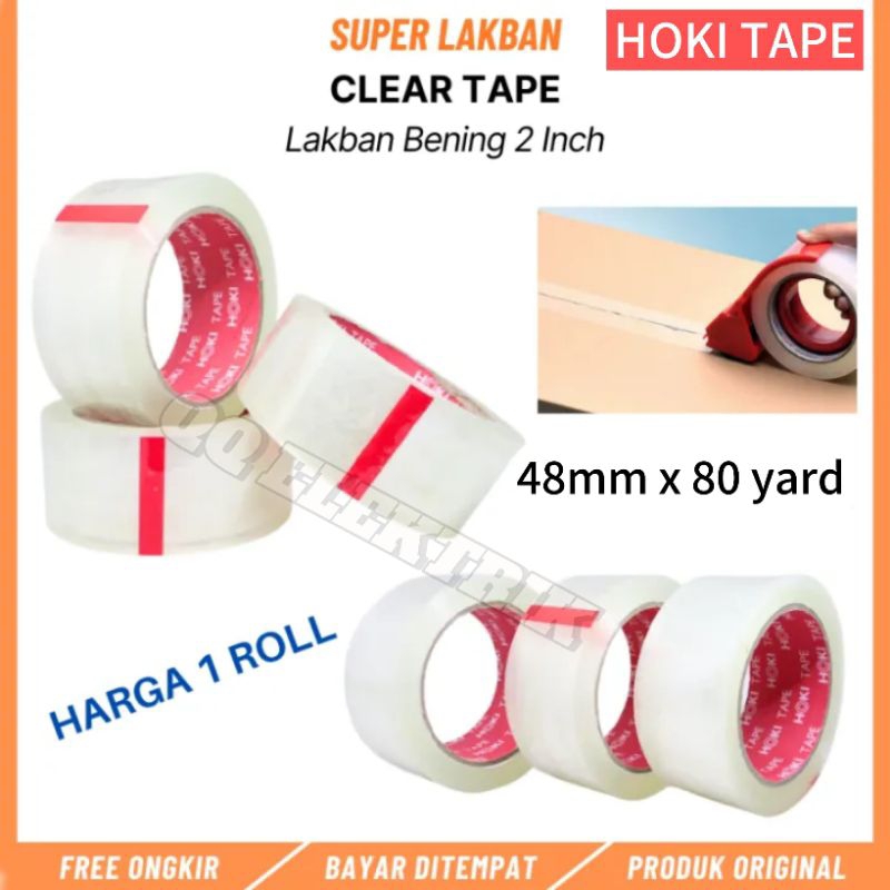 

Lakban Bening HOKI TAPE 45mm x 80m , per 1 ROLL Lakban Bening KUAT Original