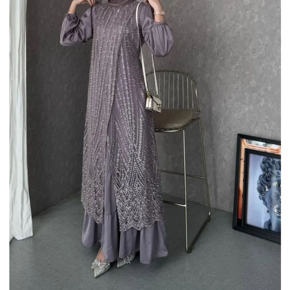 Paling dicari Baju Gamis Brokat Livia dress Baju Pesta Kondangan Terbaru Gamis Mewah 224 Gaun Brokat