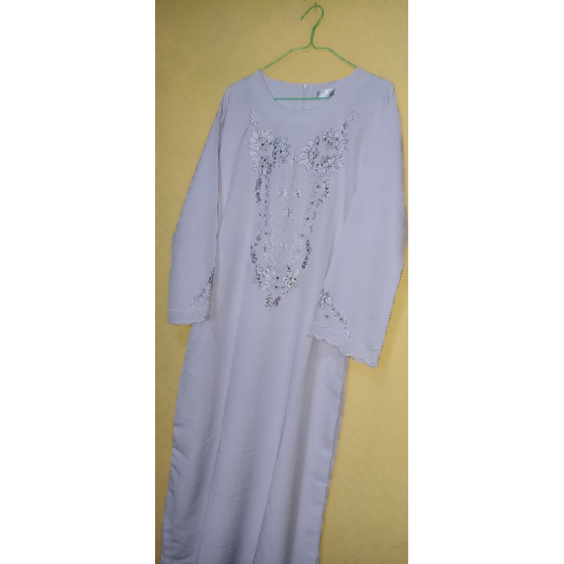 gamis putih abaya putih bordir payet mewah brand TYARA preloved