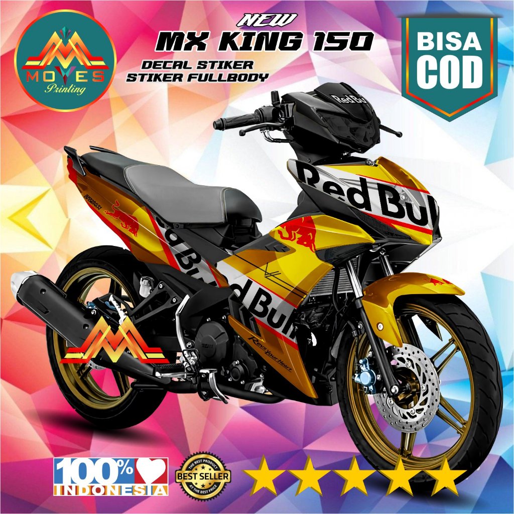 ⭐⭐⭐⭐⭐ Bisa Cod, Decal Stiker Motor Full Body New Mx King 150 Motif REDBULL