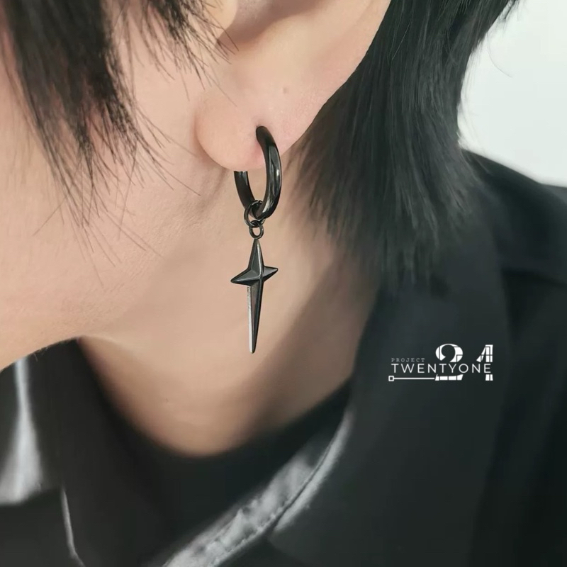 Anting Jepit Titanium Liontin Bintang Untuk Pria dan Wanita / Anting Keren / Anting Trendi Anti Lunt