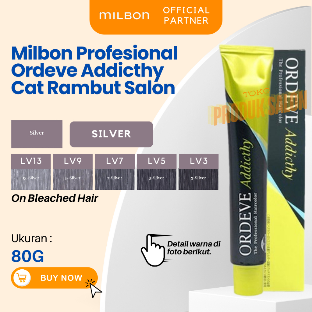 CAT RAMBUT ASH FASHION  MILBONHaircolor ORDEVE ADDICTHY (Lvl 9 SILVER 80g)