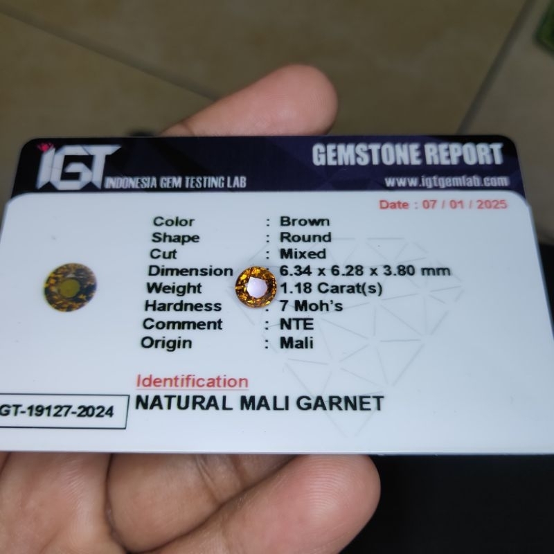 NATURAL MALI GARNET MEMO IGT LAB 19127